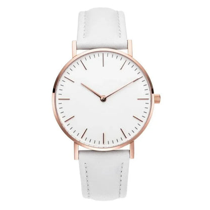 Montre élégante pour femme, simple, nouvelle collection 2023, rose et blanc, bracelet en cuir, montre-bracelet pour femme avec robe, montre féminine décontractée, idée cadeau tendance, Montre Femme