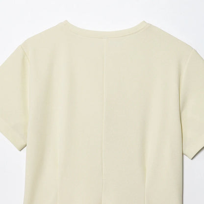 T-shirt femme d'été beige violet à manches courtes, haut élégant féminin plissé effet amincissant, nouveau haut femme printemps 2026