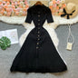 Robe longue en maille mode vintage de la marque YuooMuoo, col rabattu, élégante, à simple boutonnage, coupe trapèze, robe chemise longue pour femme, robes