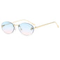 Lunettes de soleil de créateur de marque de luxe sans monture pour femmes, ovales rétro de petite taille, monture métallique, lunettes de soleil pour extérieur, style décontracté vacances, UV400 #300371