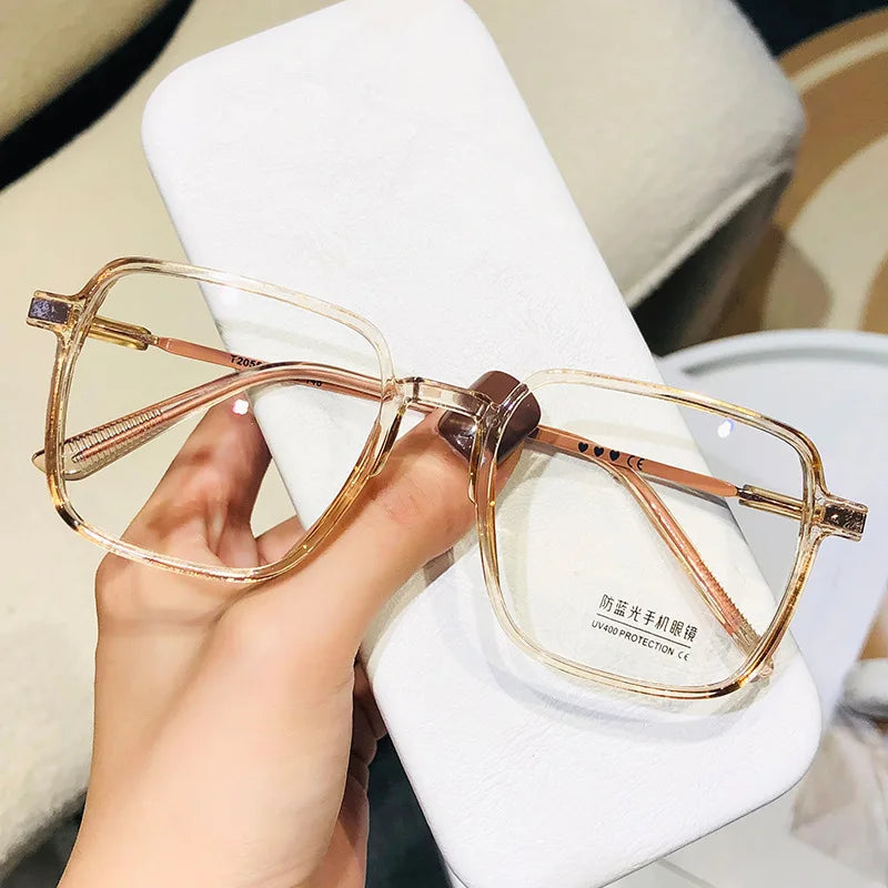 Lunettes de lecture tendance et à la mode pour femmes, anti-lumière bleue, pour la presbytie, lunettes haute définition unisexes avec monture transparente