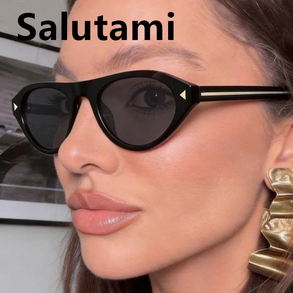 lunettes de soleil vintage petites rondes œil-de-chat pour femmes, nouvelle mode à rivets, sexy, noires léopard, lunettes de soleil tendance pour dames, lunettes d’extérieur modernes