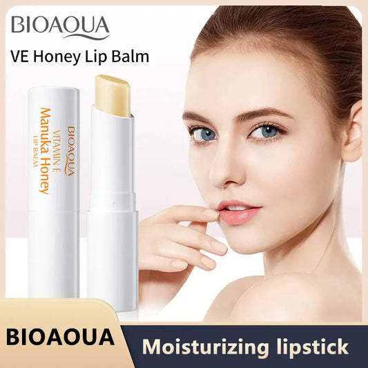 BIOAOUA Baume à lèvres au miel et à la vitamine E hydratant, anti-gerçures, nourrissant, rouge à lèvres, produits de soin pour les lèvres et la peau