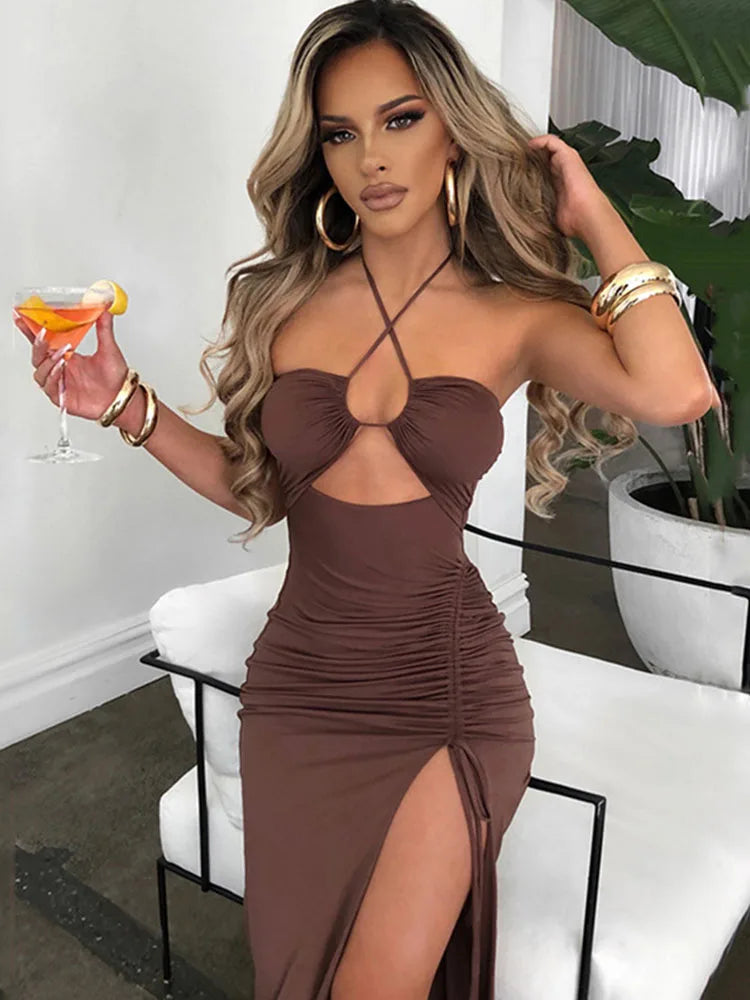 Robes midi sexy sans manches pour femme, dos nu, coupe slim, pour boîte de nuit et soirée, robe moulante élégante pour femme, vestidos elegantes para mujer