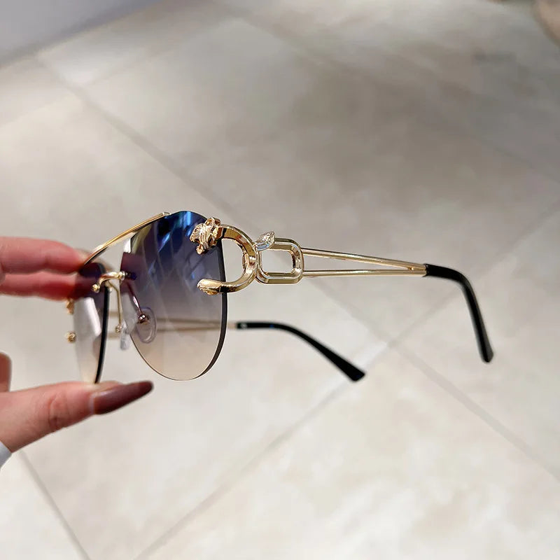 Lunettes de soleil 2023 pour femmes de luxe sans monture, lunettes vintage tendance, lunettes surdimensionnées, shades de soleil femme, gafas de sol mujer, lentes