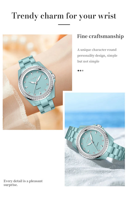 Montre pour femme LIGE 2026 nouvelle montre élégante en céramique à quartz, montre tendance étanche avec affichage lumineux, montre-bracelet pour femme + BOÎTE