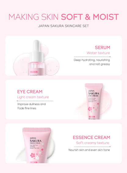 Ensemble de soins de la peau à la vitamine C LAIKOU 3 pièces : crème pour le visage, sérum et crème contour des yeux, hydratant, anti-rides, kit de soins du visage
