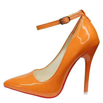 Aphixta Super Grande Taille 48 49 50 Escarpins à Talons Aiguilles avec Boucle de Ceinture pour Femmes, Chaussures de Soirée 12 cm/10 cm, Bout Pointu avec Boucle Métallique