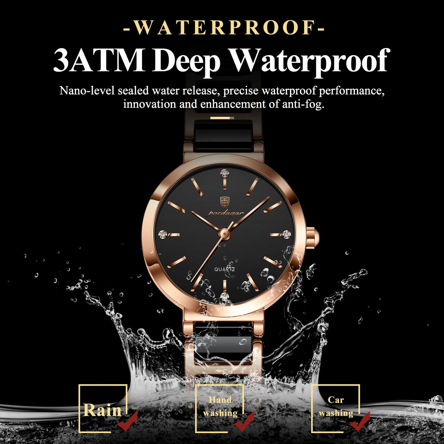 POEDAGAR Montre de luxe haut de gamme avec diamants pour femme, haute qualité, étanche, montre à quartz pour dames en acier inoxydable, montre féminine + boîte