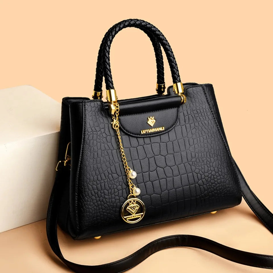 Sac à main élégant à poignée tressée pour femmes, sac à poignée supérieure en cuir de haute qualité, sac bandoulière et porté épaule pour dames, cabas décontracté de qualité