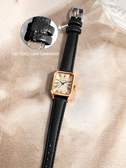 Montre-bracelet décontractée rétro à affichage numérique, cadran carré, bracelet en cuir, montre à quartz tendance pour femme, idée cadeau