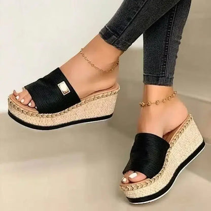 Sandales à talons hauts pour femmes, pantoufles décontractées à semelle épaisse pour dames, nouvelles sandales compensées d’été, chaussures féminines, mules à plateforme pour femmes, pantoufles.