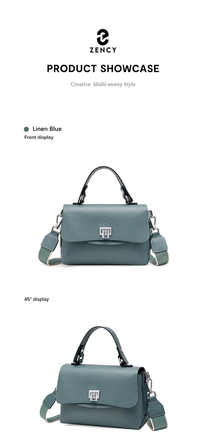Sac à main Zency pour femme en cuir véritable avec poignée supérieure, style enveloppe simple et tendance, sac à bandoulière de marque de luxe, petit sac bandoulière croisé pour femme