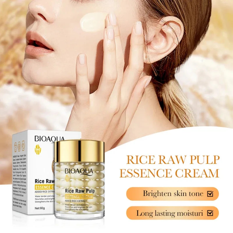 Crème essence hydratante profonde au riz BIOAOUA, crème visage éclaircissante et hydratante, crème raffermissante et rajeunissante, soin de la peau pour femmes