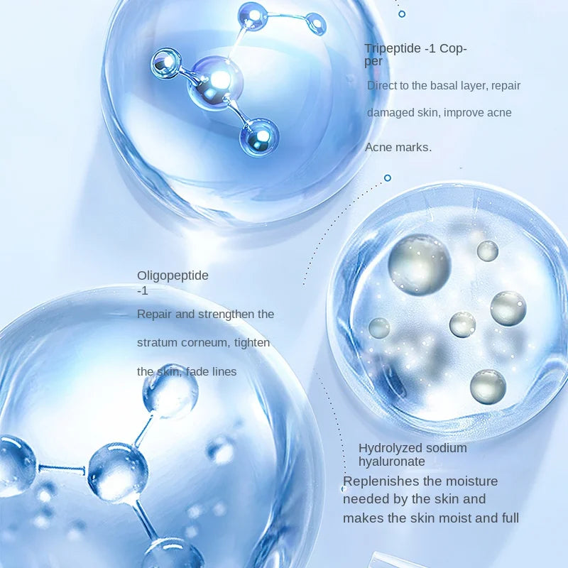Ensemble de poudre lyophilisée réparatrice pour la peau du visage au peptide de cuivre bleu, pour peaux sensibles, hydratante, raffermissante et lissante, avec essence à l’acide hyaluronique