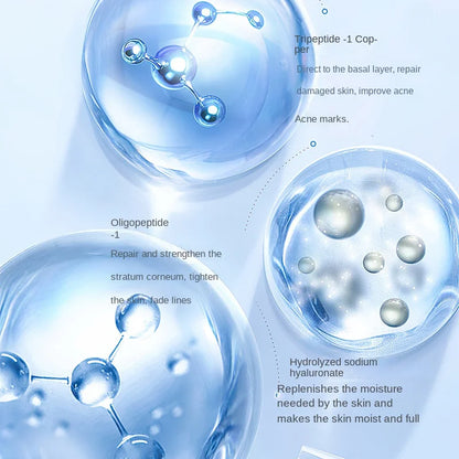 Ensemble de poudre lyophilisée réparatrice pour la peau du visage au peptide de cuivre bleu, pour peaux sensibles, hydratante, raffermissante et lissante, avec essence à l’acide hyaluronique