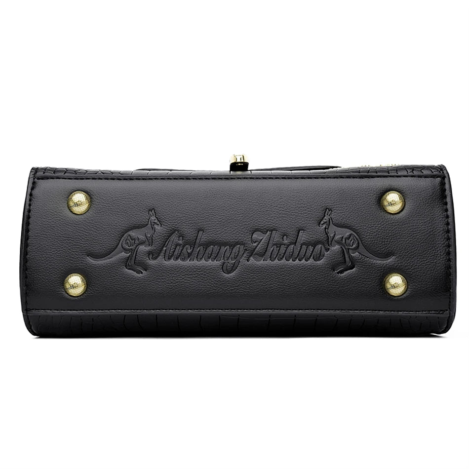 Sacs bandoulière en cuir crocodile 2024 pour femmes, sacs messager d’épaule pour femme, sacs à main et porte-monnaie de luxe de créateur pour dames.