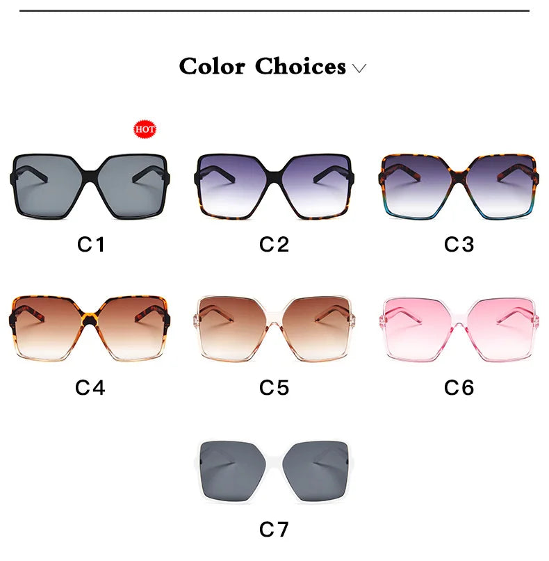 Lunettes de soleil oversize pour femme, dégradées, en plastique, de marque créateur, lunettes de soleil féminines UV400
