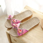 Chaussures pour femme Sandales Mujer Femmes Féminines Nœud décoratif Lin en toile Tongs Chaussures de plage Sandales Pantoufles Chaussures Femme