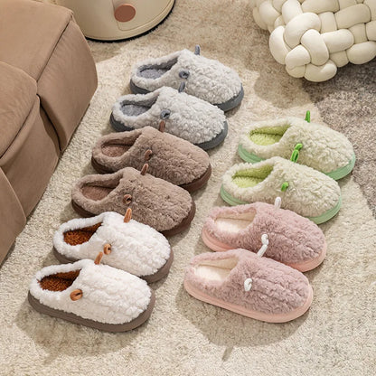 Pantoufles d’hiver pour femmes - Chaussons doublés en polaire pelucheuse, chaussons chauds en coton pour l’intérieur/l’extérieur avec semelle antidérapante