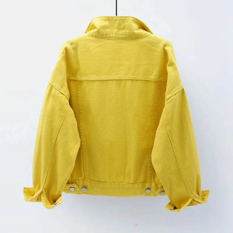 Veste en jean classique pour femmes Jeans 2023 vestes en jean boyfriend pour femmes manteau oversize ample veste femme violet blanc jaune femme