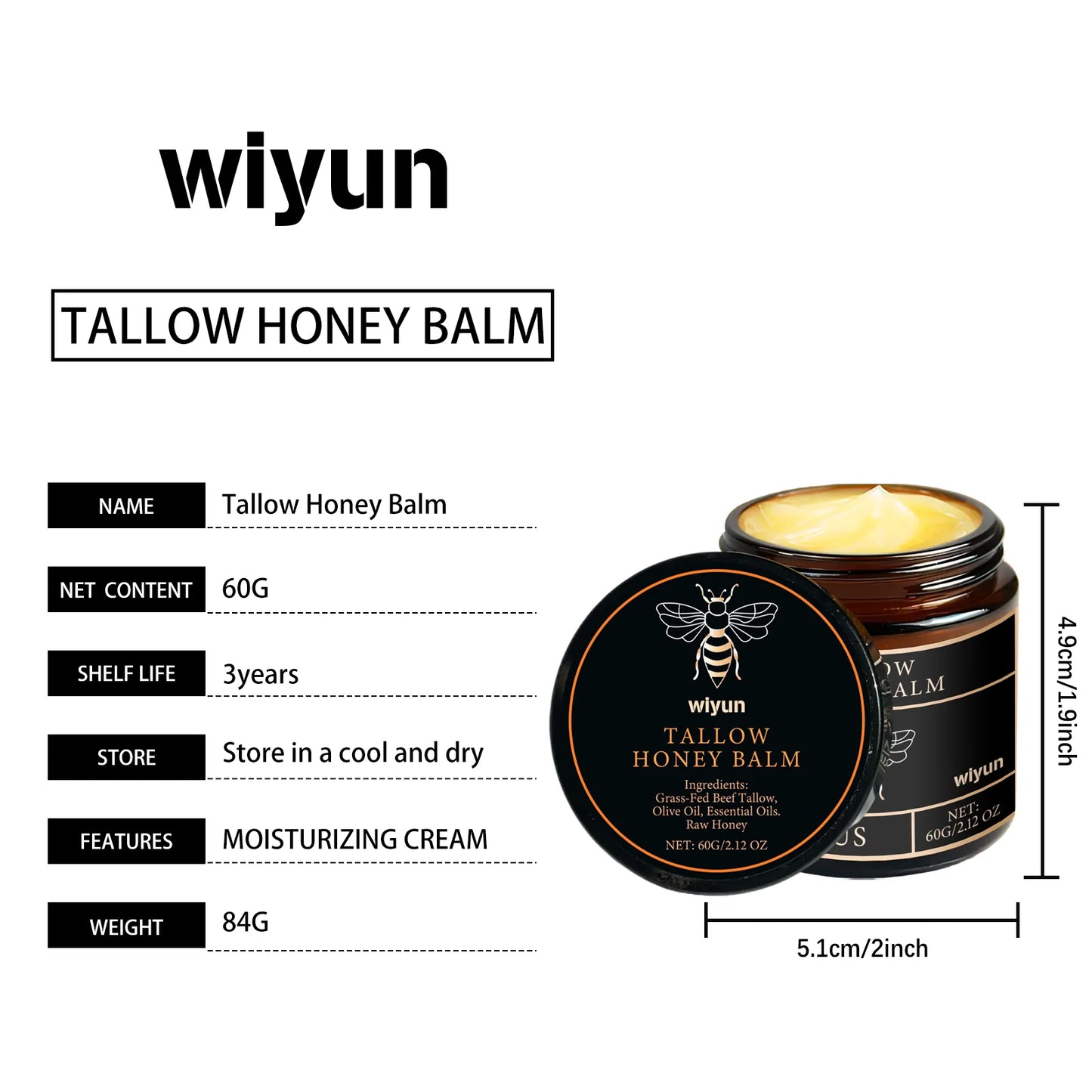Lotion corporelle apaisante à la crème de miel et suif de bœuf, éclaircissante, atténuant les taches brunes, réduisant la mélanine, raffermissante, non grasse, hydratation durable.
