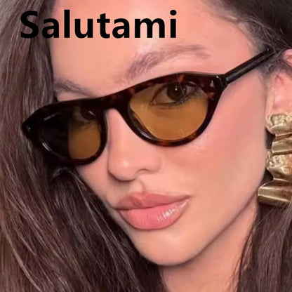 lunettes de soleil vintage petites rondes œil-de-chat pour femmes, nouvelle mode à rivets, sexy, noires léopard, lunettes de soleil tendance pour dames, lunettes d’extérieur modernes