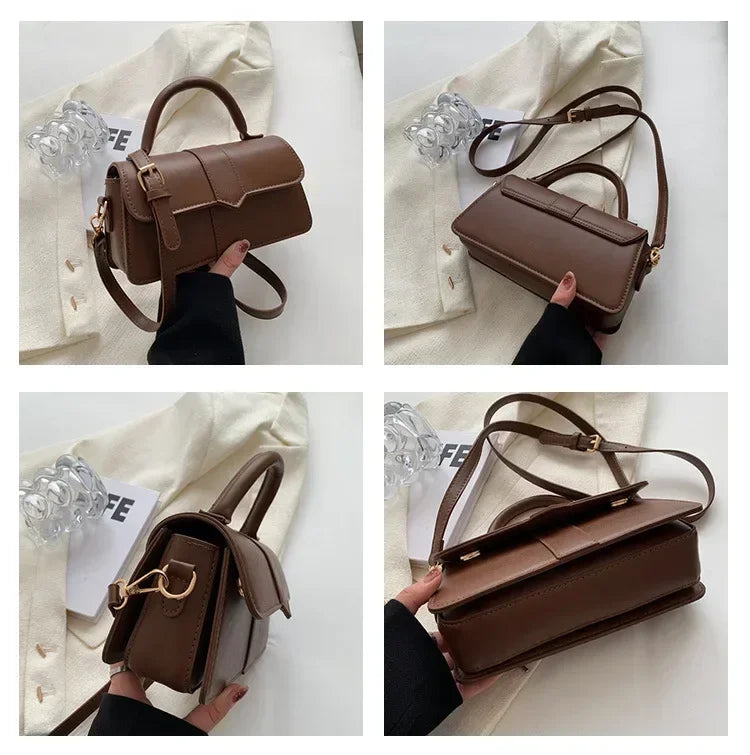 Sac à bandoulière en cuir PU pour femmes, sac à main, sac bandoulière tendance, sac vintage porté sous le bras, cartable carré