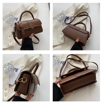 Sac à bandoulière en cuir PU pour femmes, sac à main, sac bandoulière tendance, sac vintage porté sous le bras, cartable carré