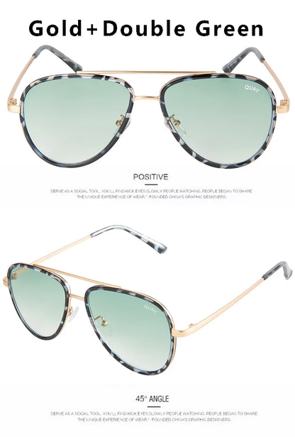 Lunettes de soleil aviateur de marque de mode pour femmes, vintage, de créateur, tout-en-un, lunettes de soleil pour femmes, rétro, monture en alliage, lunettes Quay UV400