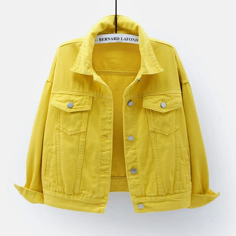 Veste en jean classique pour femmes Jeans 2023 vestes en jean boyfriend pour femmes manteau oversize ample veste femme violet blanc jaune femme