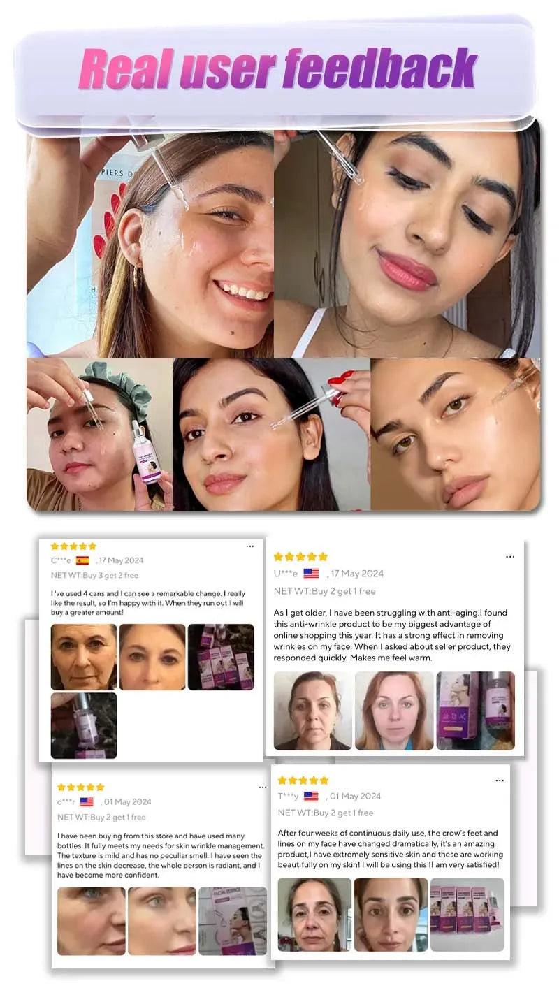 Effet anti-rides instantané, élimine les rides du visage, sérum hydratant pour les ridules autour des yeux, pattes d’oie, rides du cou
