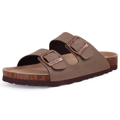 Smile Pop Classic Arizoan Hommes Chaussons en daim Hommes Sabots Sandales en daim de vache d’extérieur antidérapantes avec brides à boucles réglables