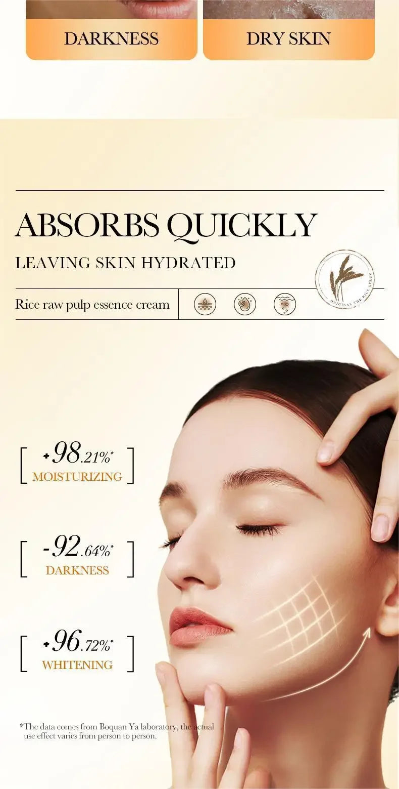 Crème essence hydratante profonde au riz BIOAOUA, crème visage éclaircissante et hydratante, crème raffermissante et rajeunissante, soin de la peau pour femmes
