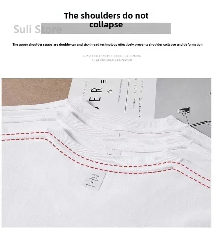 T-shirts unisexes 100 % coton 450 g de haute qualité T-shirts blancs T-shirt vierge d’été pour homme T-shirts pour homme