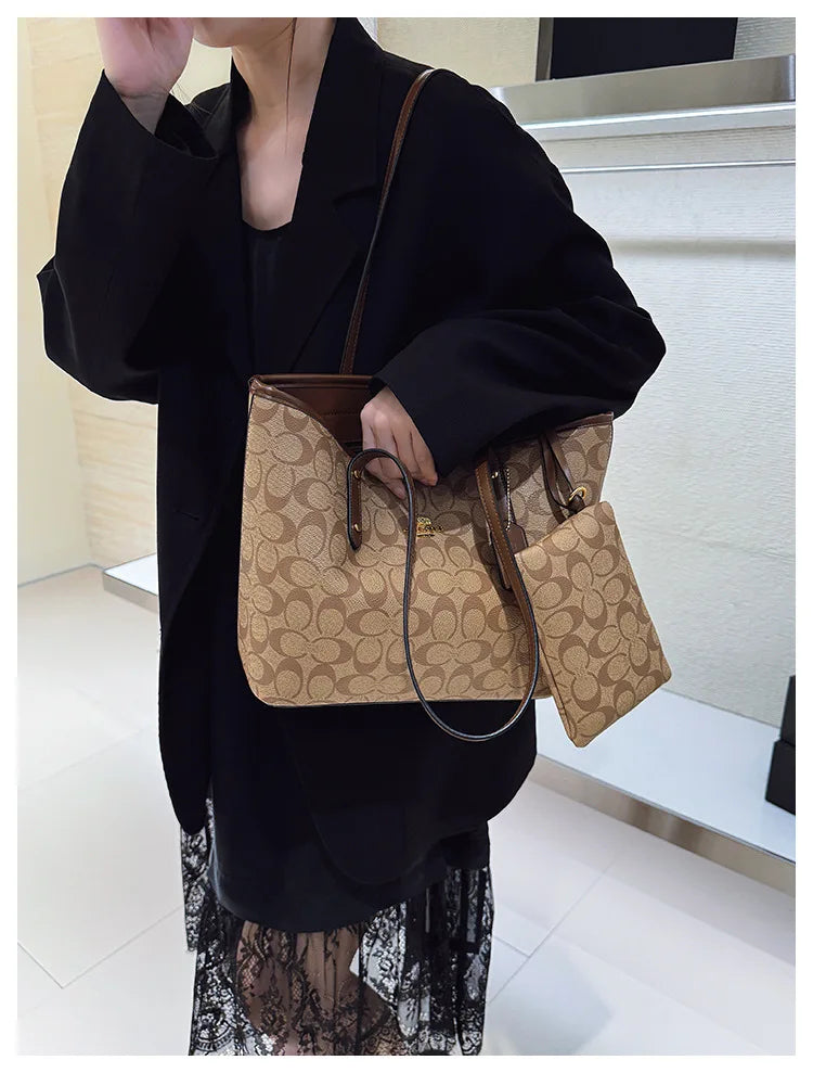 Sac à main de luxe pour femme de créateur à une épaule, imprimé vintage mode parisienne, grand sac fourre-tout portable à grande capacité, pochette, sac à main.