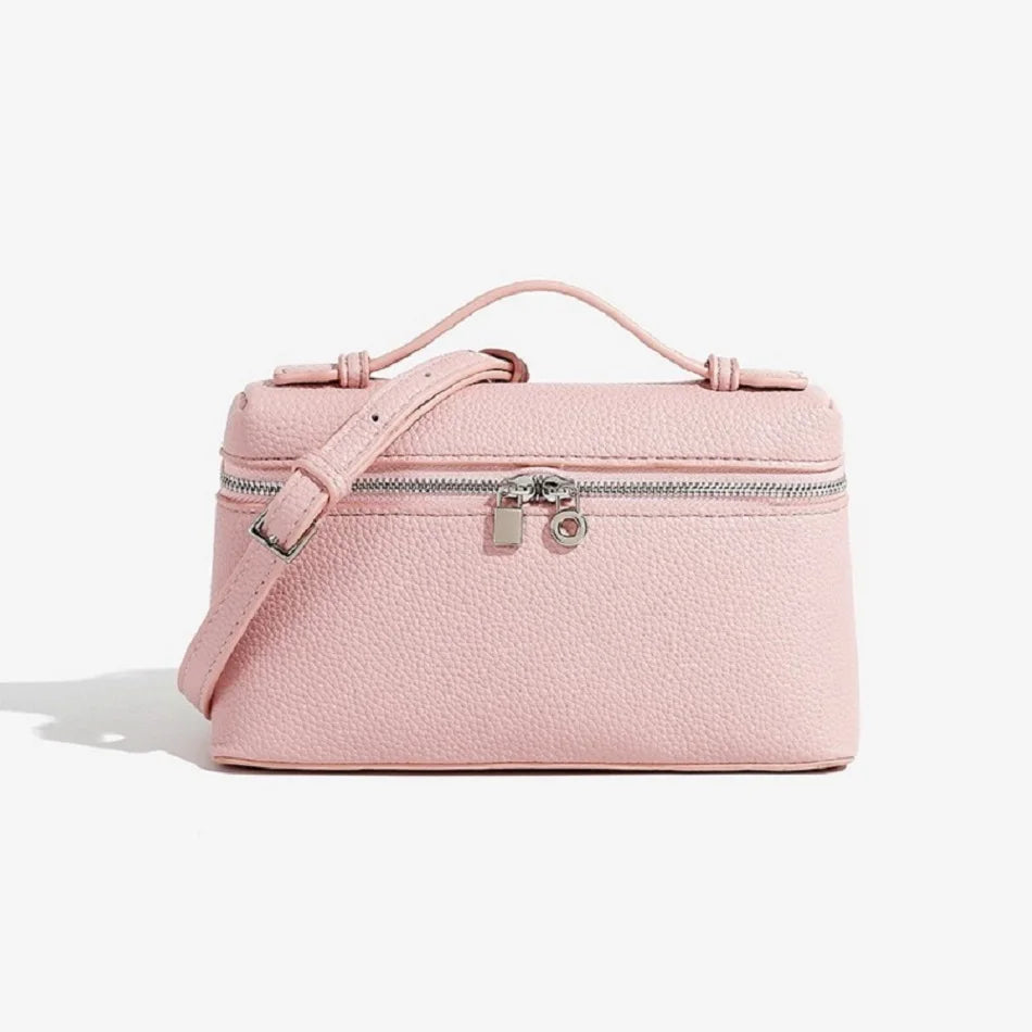 Sac à bandoulière en grain de litchi au style haut de gamme et de niche, mode simple, type boîte à lunch pour femme, exquis mini sac à main porté main et en bandoulière