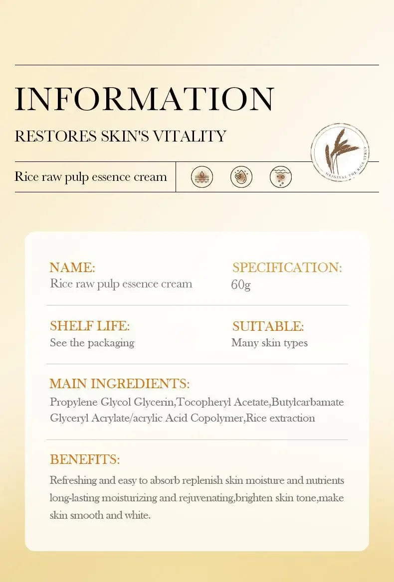 Crème essence hydratante profonde au riz BIOAOUA, crème visage éclaircissante et hydratante, crème raffermissante et rajeunissante, soin de la peau pour femmes