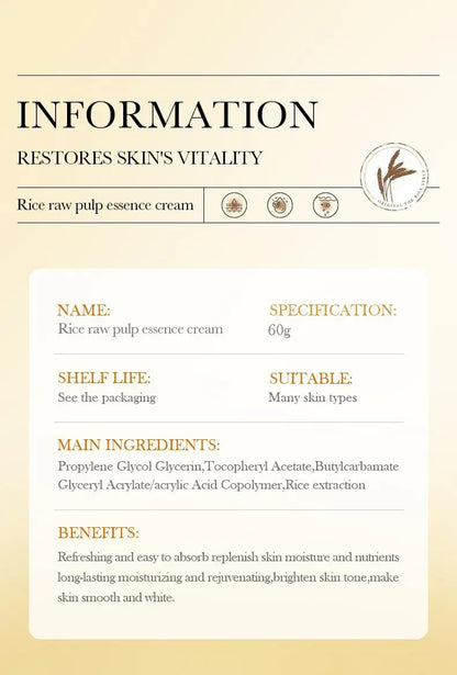 Crème essence hydratante profonde au riz BIOAOUA, crème visage éclaircissante et hydratante, crème raffermissante et rajeunissante, soin de la peau pour femmes