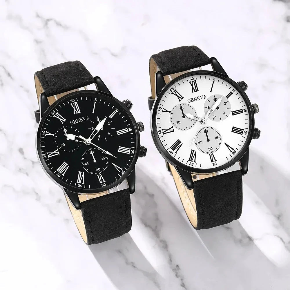 Ensemble de 1/2 pièces de montres décontractées en cuir pour couple, mode tendance, montres-bracelets à quartz pour femmes avec cadran simple, montre habillée, montre femme