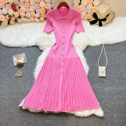 Marque YuooMuoo Fashion robe longue tricotée élégante à patchwork printemps été pour femmes, robe-chemise en pull de luxe, robe de fête pour femme Vestido
