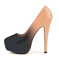 LOSLANDIFEN Escarpins à talons hauts pour femmes 14 cm, bout rond, stilettos, talons femme sexy, chaussures de mariage rouges pour dames, talons plateforme noirs