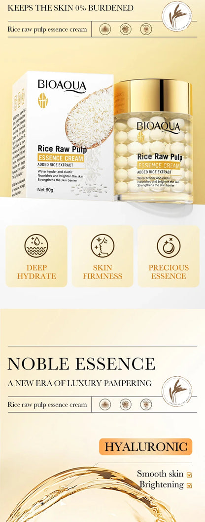 Crème essence hydratante profonde au riz BIOAOUA, crème visage éclaircissante et hydratante, crème raffermissante et rajeunissante, soin de la peau pour femmes