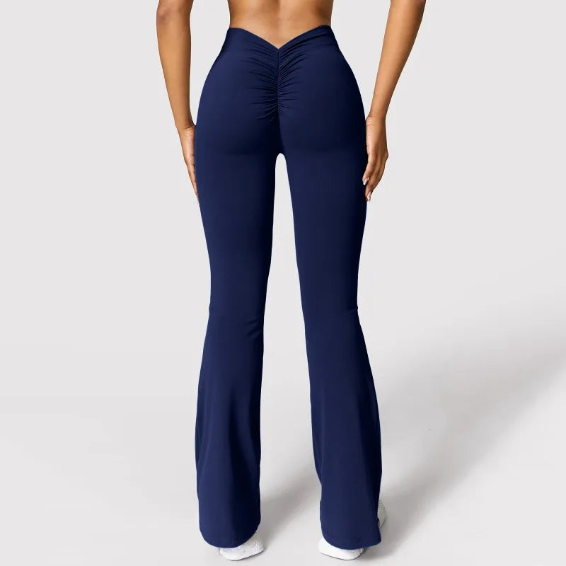 Leggings mode micro corne pour femmes, pantalon de sport à taille en V dans le dos, taille haute, effet push-up pour les fesses, pantalon de gym uni, slim, leggings décontractés