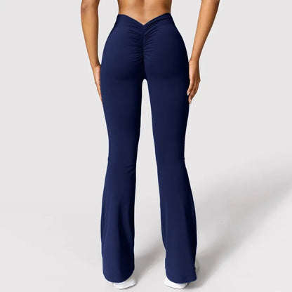 Leggings mode micro corne pour femmes, pantalon de sport à taille en V dans le dos, taille haute, effet push-up pour les fesses, pantalon de gym uni, slim, leggings décontractés