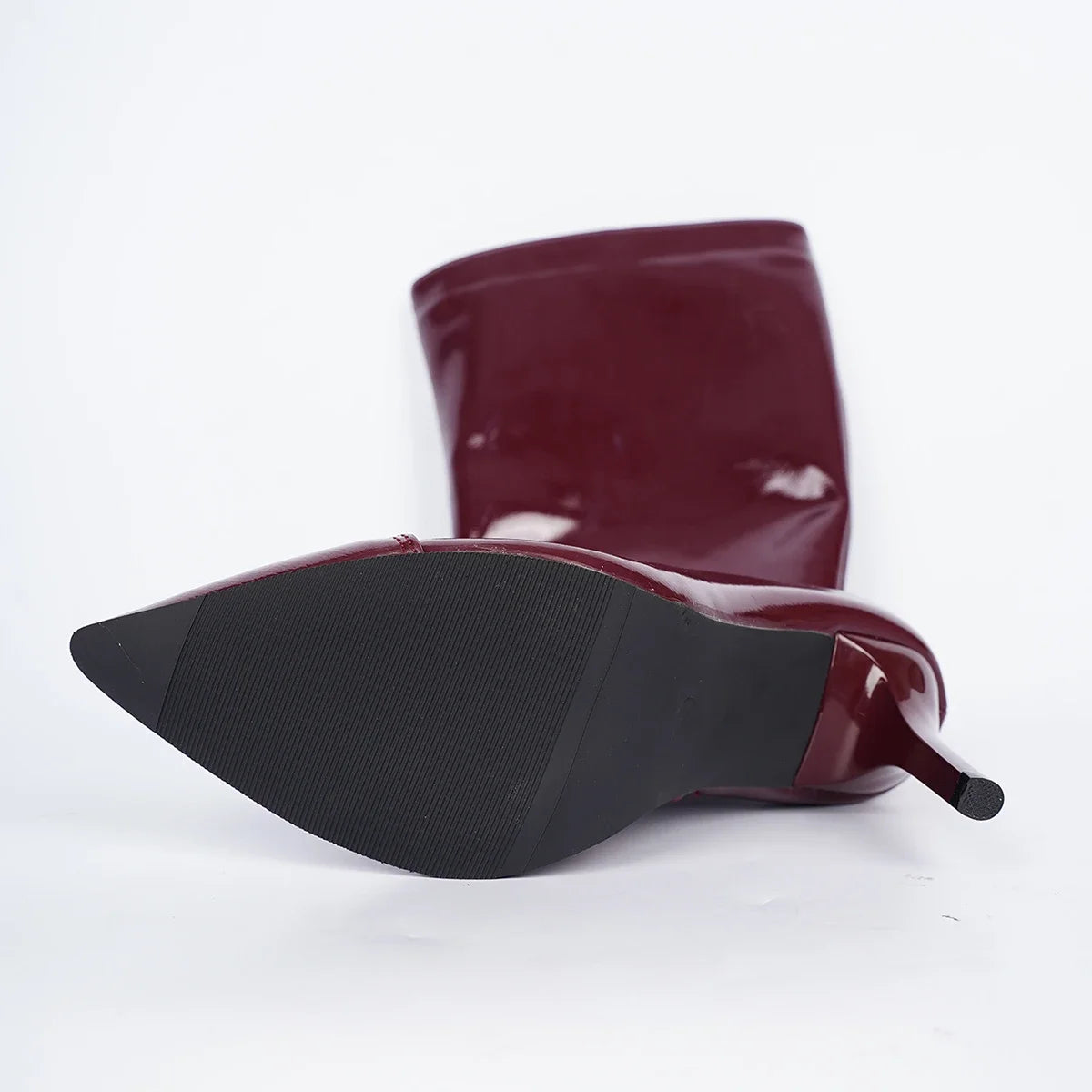 Bottes hautes à bout pointu et talons aiguilles en cuir verni, féminines, avec fermeture éclair, nouvelles bottes de cavalier automne/hiver 2025