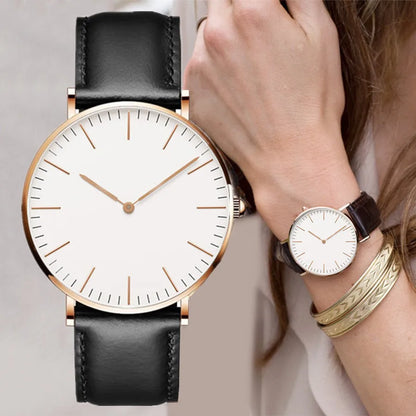 Montre élégante pour femme, simple, nouvelle collection 2023, rose et blanc, bracelet en cuir, montre-bracelet pour femme avec robe, montre féminine décontractée, idée cadeau tendance, Montre Femme