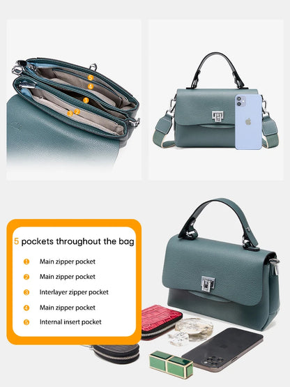 Sac à main Zency pour femme en cuir véritable avec poignée supérieure, style enveloppe simple et tendance, sac à bandoulière de marque de luxe, petit sac bandoulière croisé pour femme