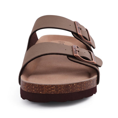 Smile Pop Classic Arizoan Hommes Chaussons en daim Hommes Sabots Sandales en daim de vache d’extérieur antidérapantes avec brides à boucles réglables