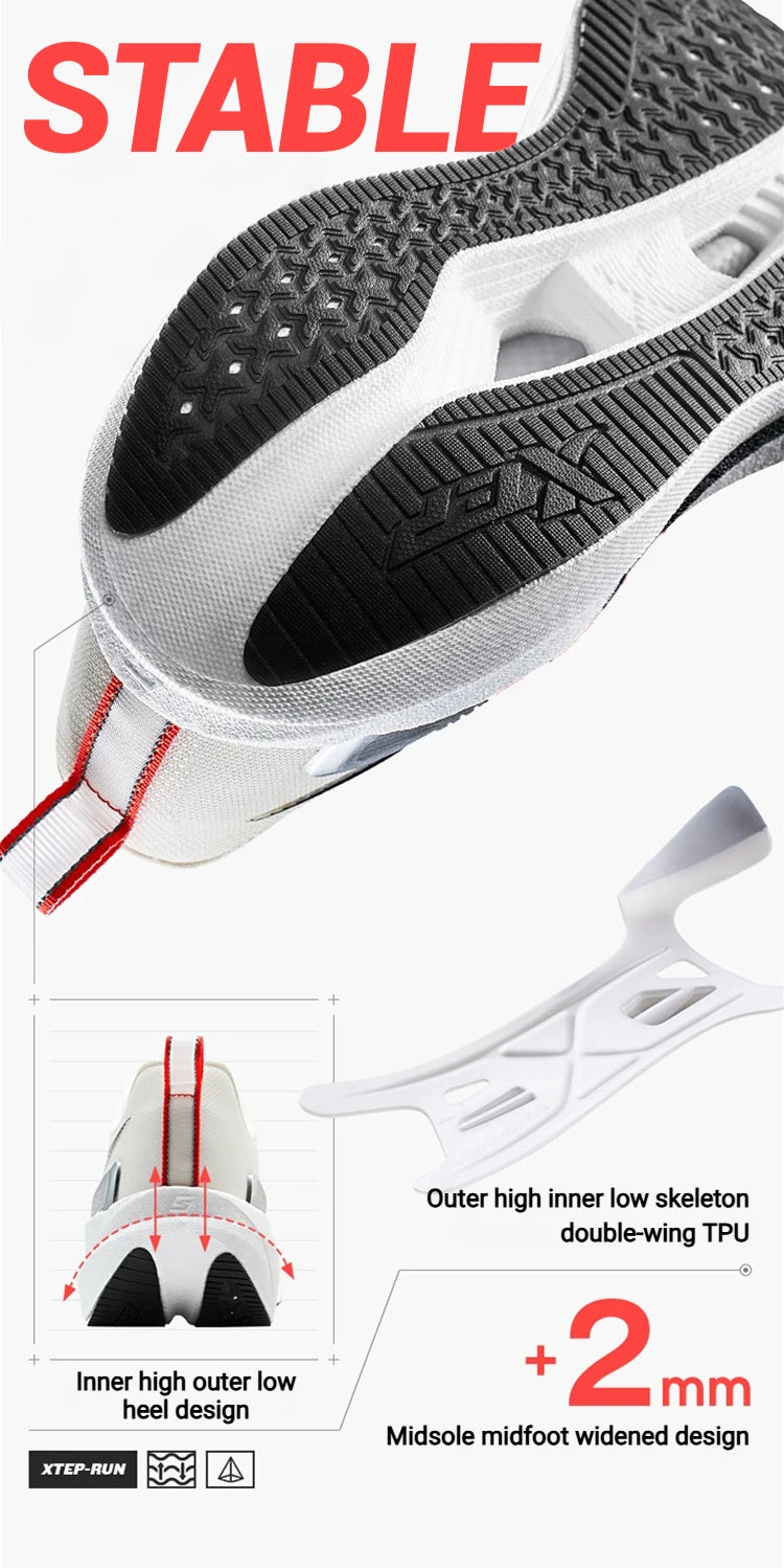 Chaussures de jogging et de course Xtep 2000km 5.0 pour femmes, amorti, design tendance, couleur durable et résistante, semelle élastique, baskets 874118110024